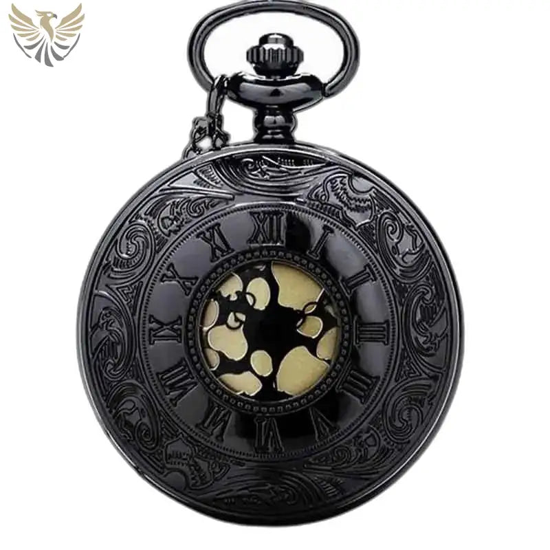 Montre de Poche à Gousset Steampunk Mercure avec un design noir orné
