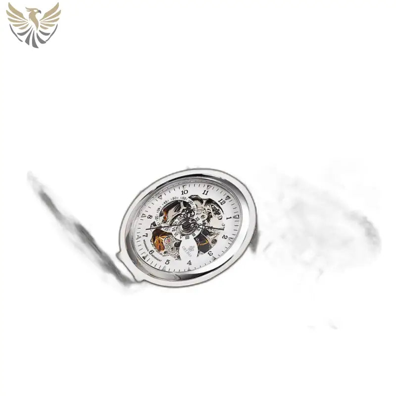 Montre de Poche Exquise Mécanique Homme Or avec un joli squelette en argent
