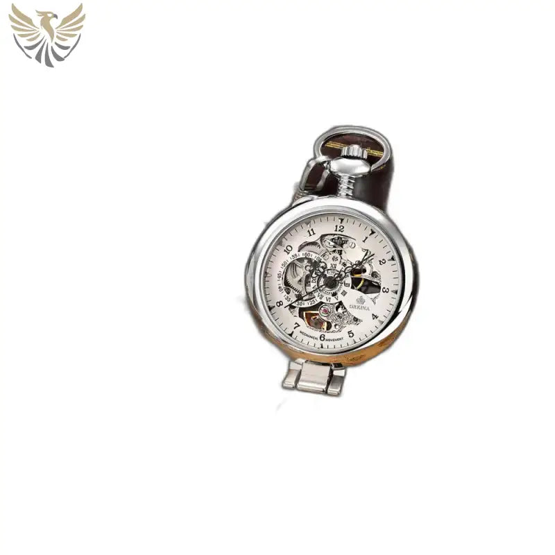 Montre de Poche Exquise Mécanique Homme Or avec un élégant cadran en argent