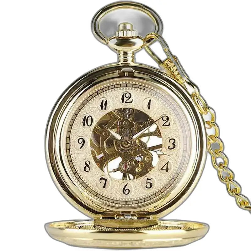 Montre de Poche Gousset Luxe Opale D’or avec chaîne et cadran doré élégant