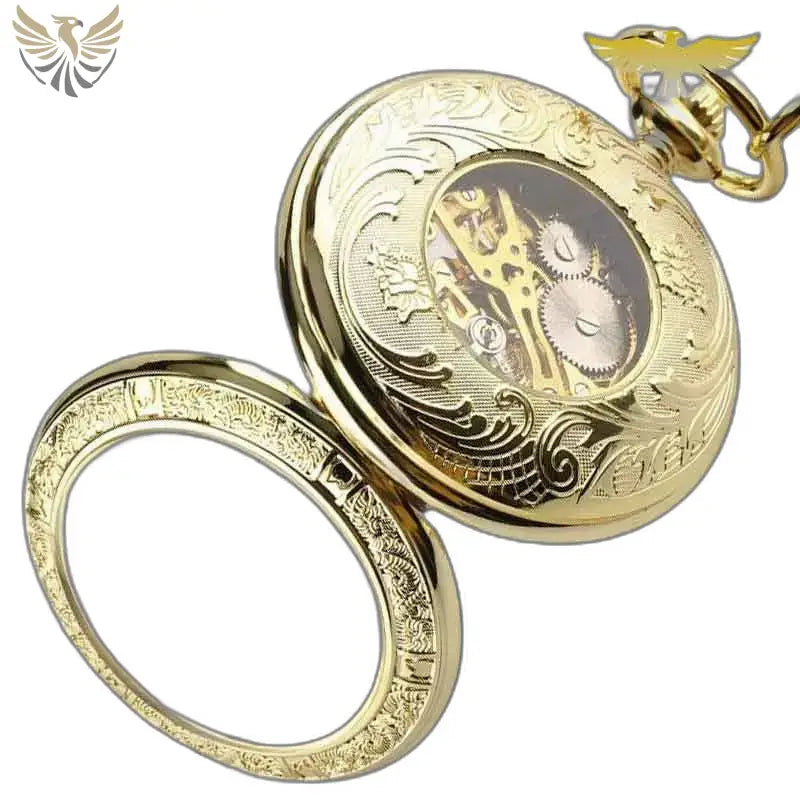 Montre de Poche Gousset Luxe Opale D’or avec un design doré orné et élégant