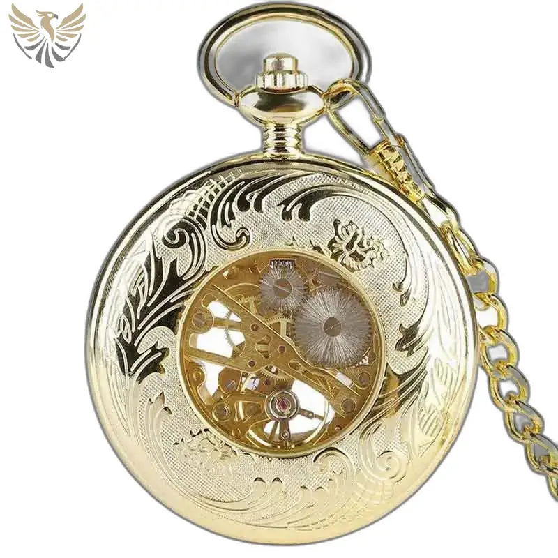 Montre de Poche Gousset Luxe Opale D’or avec un design doré et orné