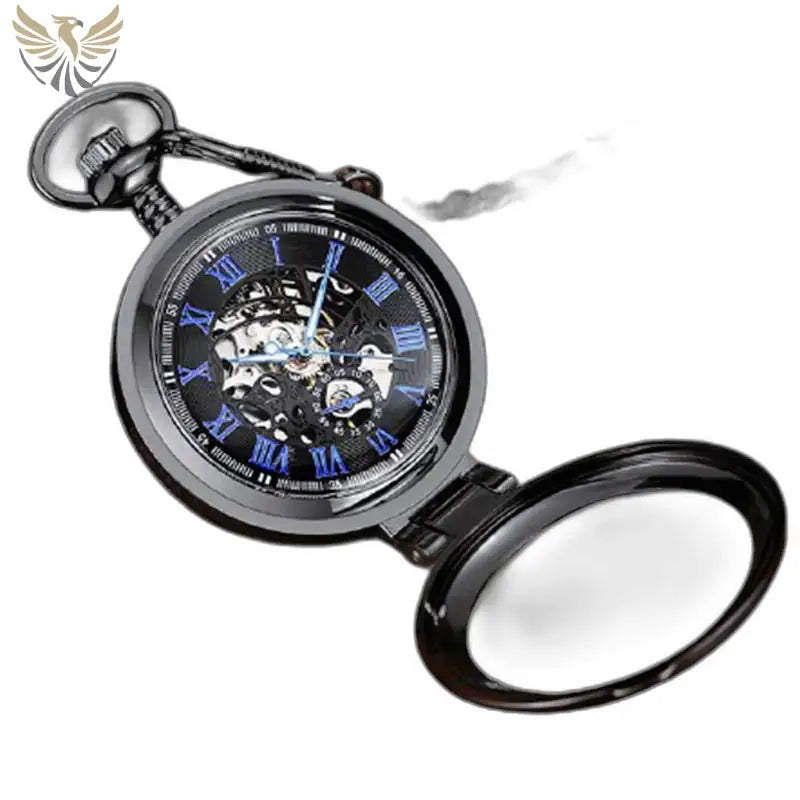 Montre de Poche Luxe Mécanique avec mouvement mécanique et design squelette noir