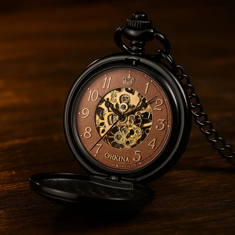 Montre de Poche Luxe avec Remontage Manuel et Mouvement Mécanique, style élégant