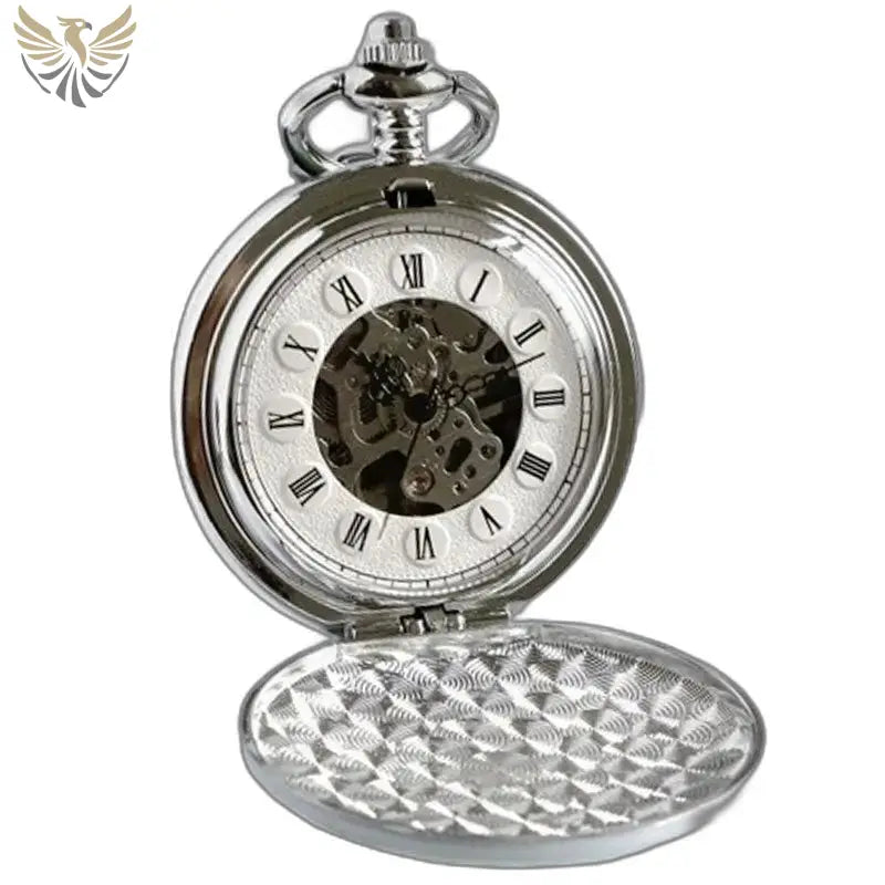 Montre de Poche Mécanique Bluemarble Luxe avec des engrenages visibles en argent