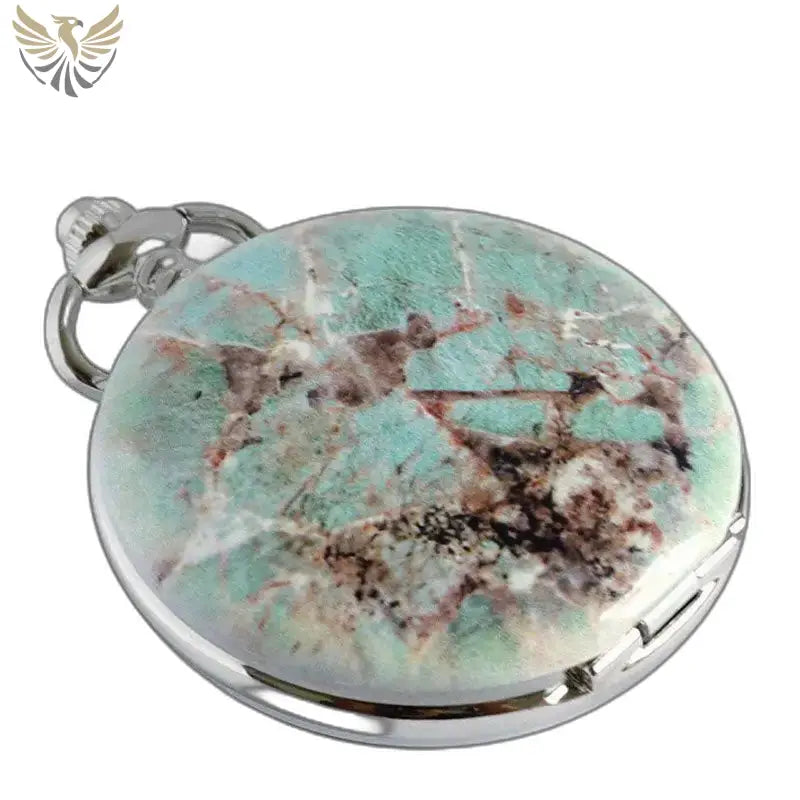 Montre de Poche Mécanique Bluemarble Luxe avec motif turquoise élégant