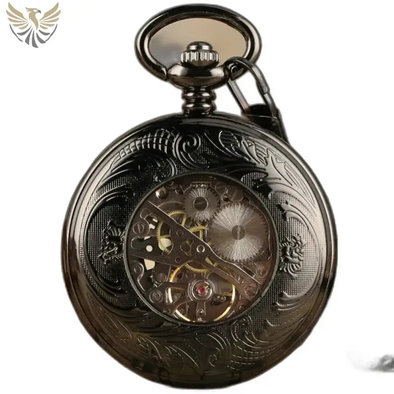 Montre de Poche Mécanique Etherealsky Moderne Homme avec un design noir orné