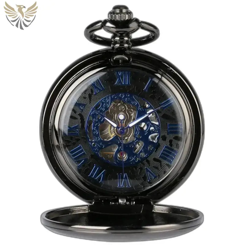 Montre de Poche Mécanique Etherealsky Moderne avec un design de squelette noir