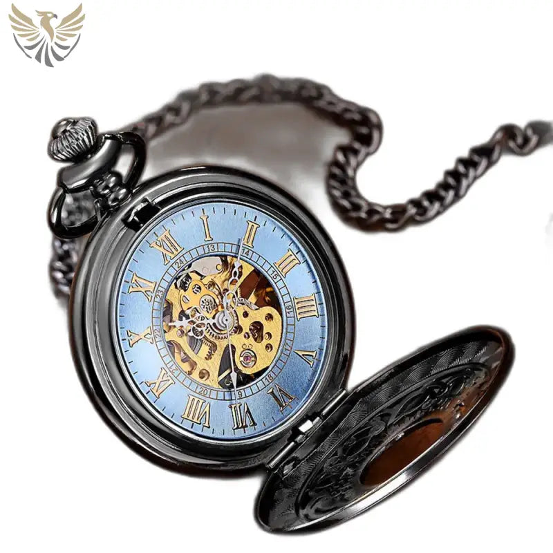 Montre de Poche Mécanique Lumineuse Femme avec chaîne et cadran ouvert