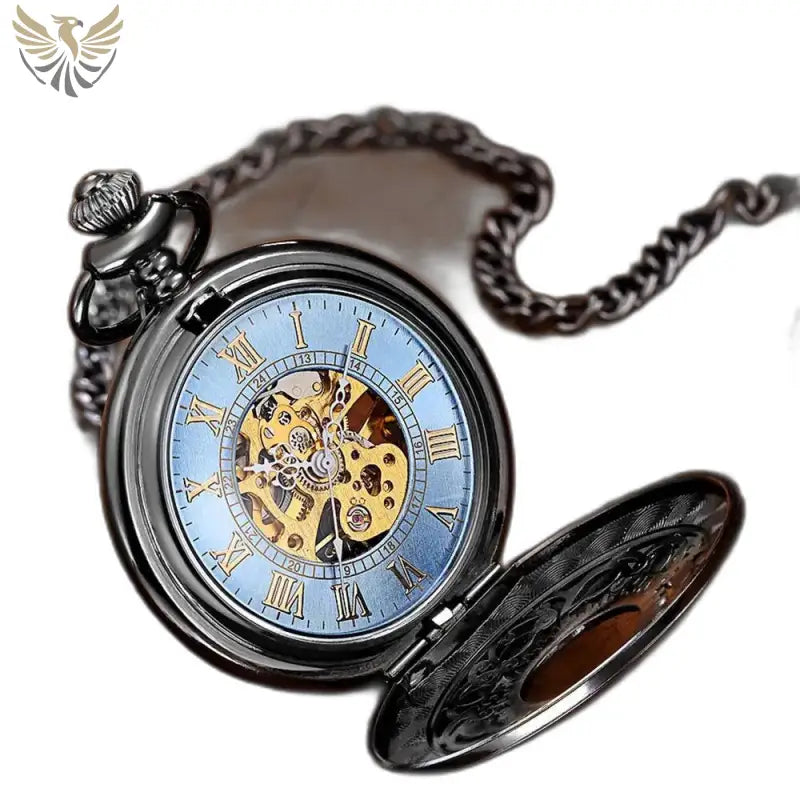 Montre de Poche Mécanique Lumineuse Femme avec chaîne et cadran ouvert