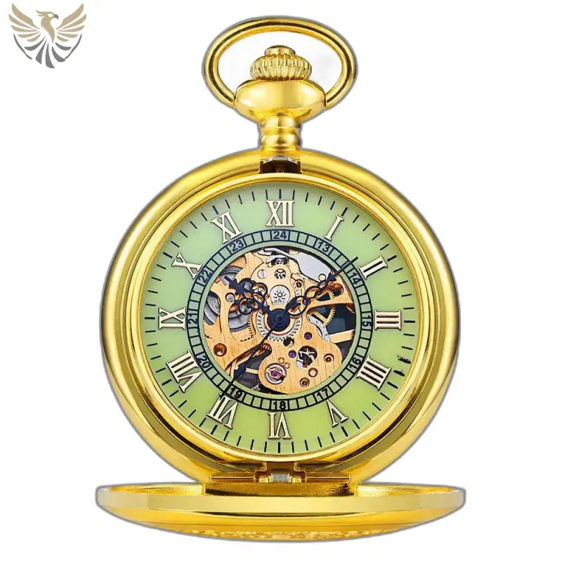 Montre de Poche Mécanique Lumineuse Femme, montre à gousset dorée et élégante