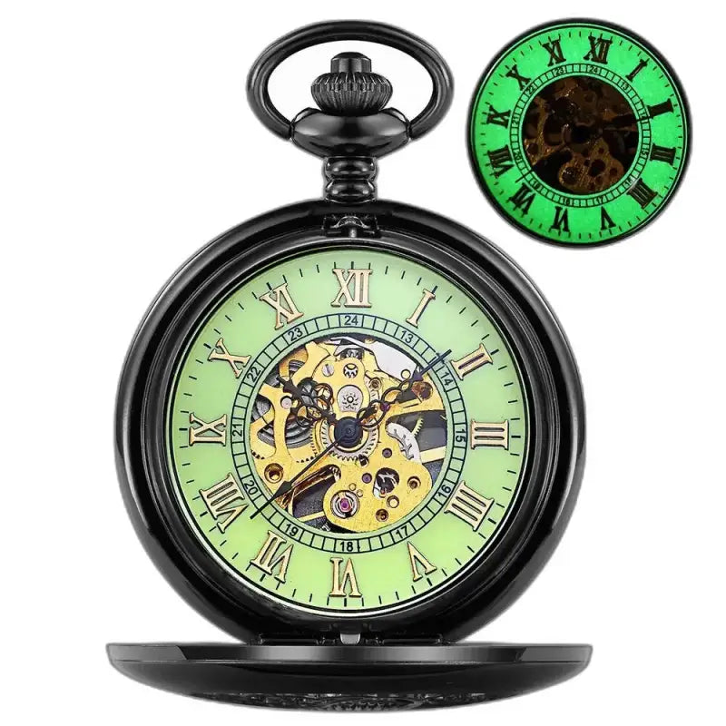 Montre de Poche Mécanique Lumineuse Femme avec cadran noir lumineux élégant
