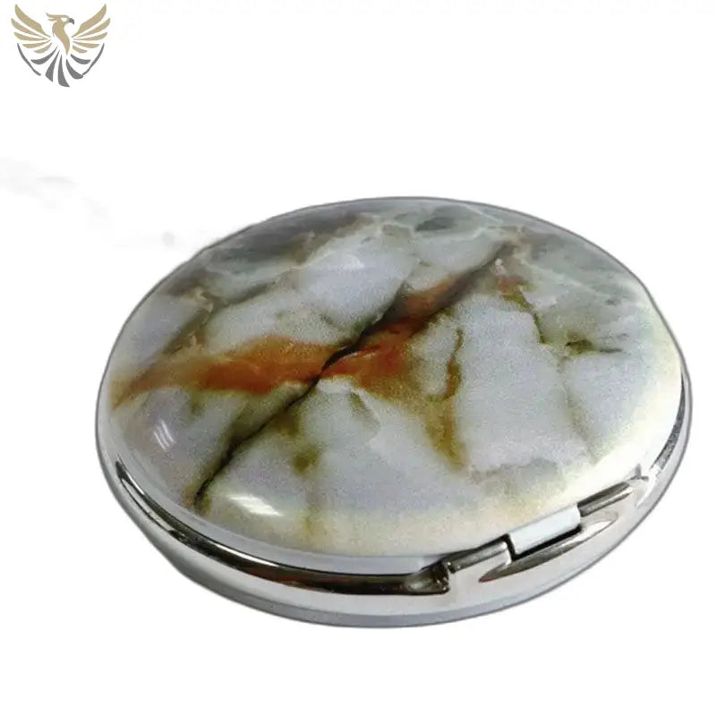 Compact miroir rond en marbre, accessoire Montre de Poche Mécanique Marbre Luxe