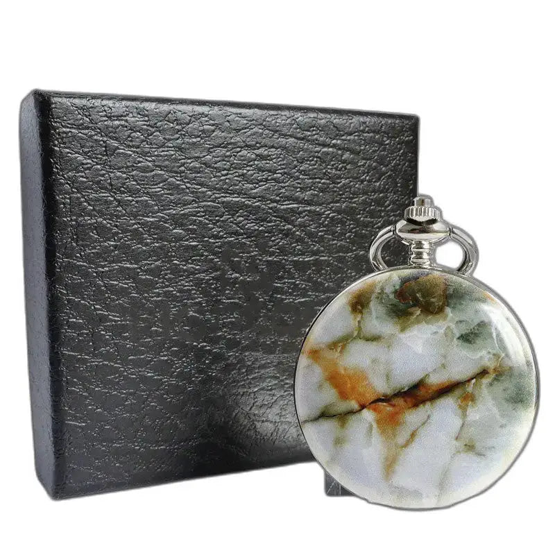 Montre de Poche Mécanique Marbre Luxe avec un visage marbré élégant