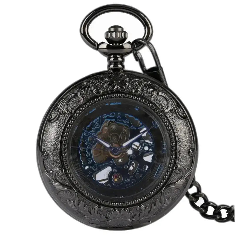 Montre de Poche Mécanique Regalcrown Moderne Homme avec un design noir orné