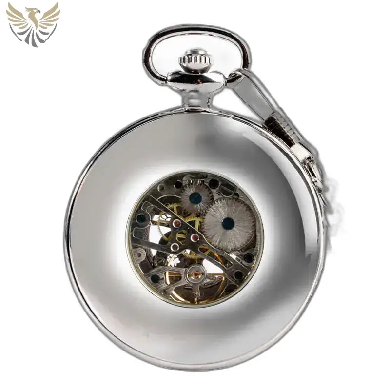 Montre de Poche Mécanique Wood Prestige Luxe Homme avec un cadran argenté élégant