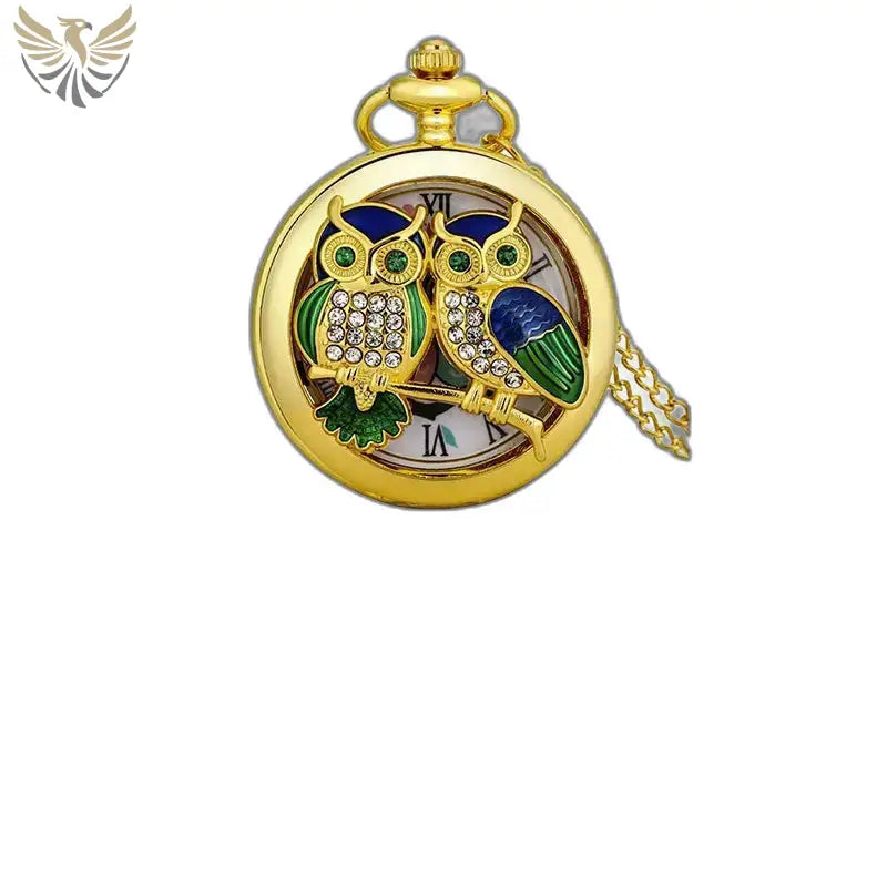 Montre de Poche Quartz Papillon Or Classique avec design de hibou élégant