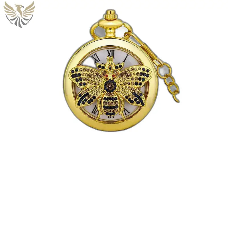 Montre de Poche Quartz Papillon Or Classique avec une abeille en bijoux raffinés