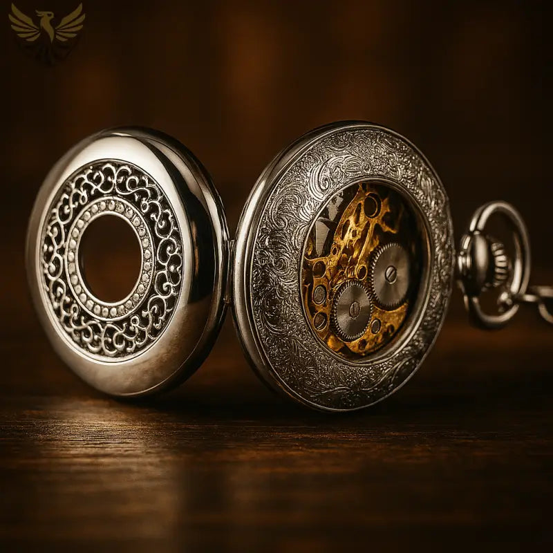 Montre Gousset Argent Luxe Coffret Cadeau avec une montre gousset argent ornée