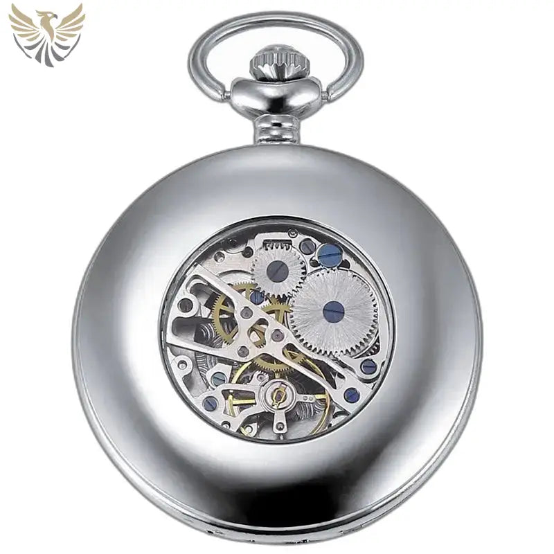 Montre Gousset Bleu Luxe Mouvement Mécanique avec un boîtier en argent