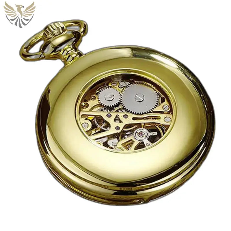 Montre à gousset Complication Moderne Chic Bronze Or avec gears visibles et finition dorée