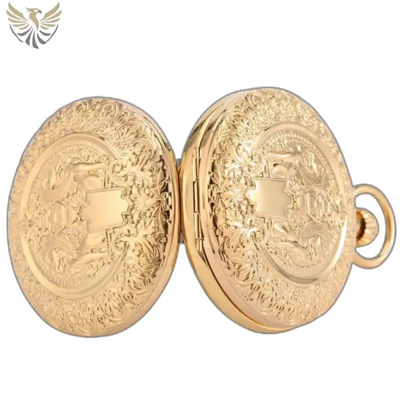 Montre Gousset Double Golden Majesty Chic, une montre à gousset en or ornée