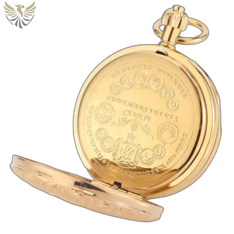Montre Gousset Double Golden Majesty Chic avec design gravé et couleur dorée
