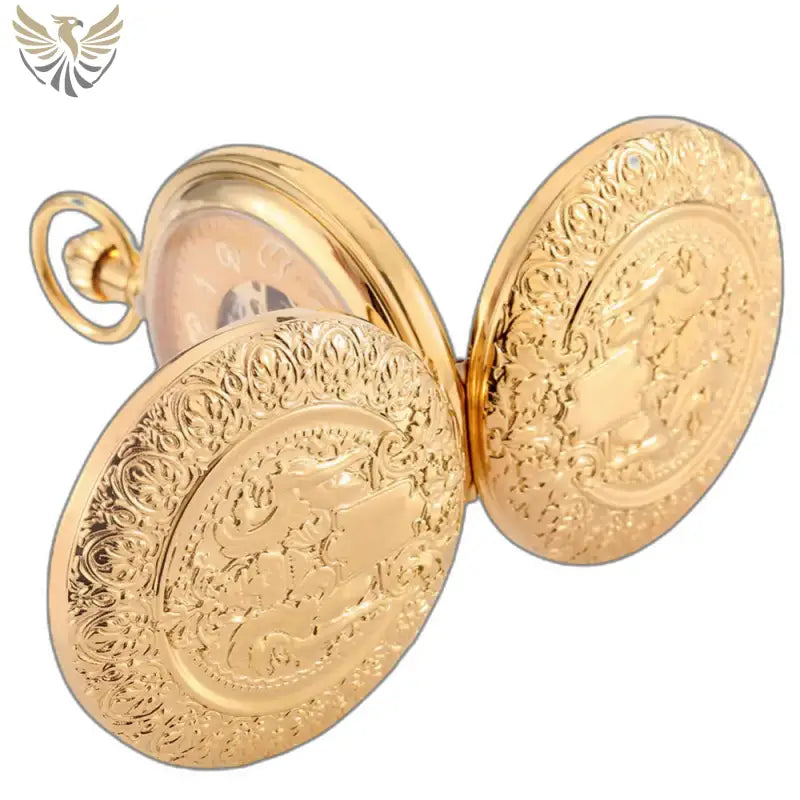 Montre Gousset Double Golden Majesty Chic avec un élégant cadran doré et décorations raffinées