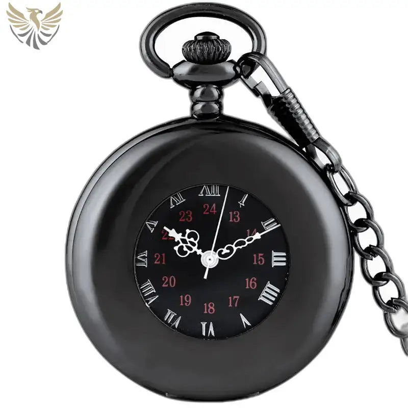 Montre Gousset Homme Demi Chasseur Chic noire avec chaîne élégante