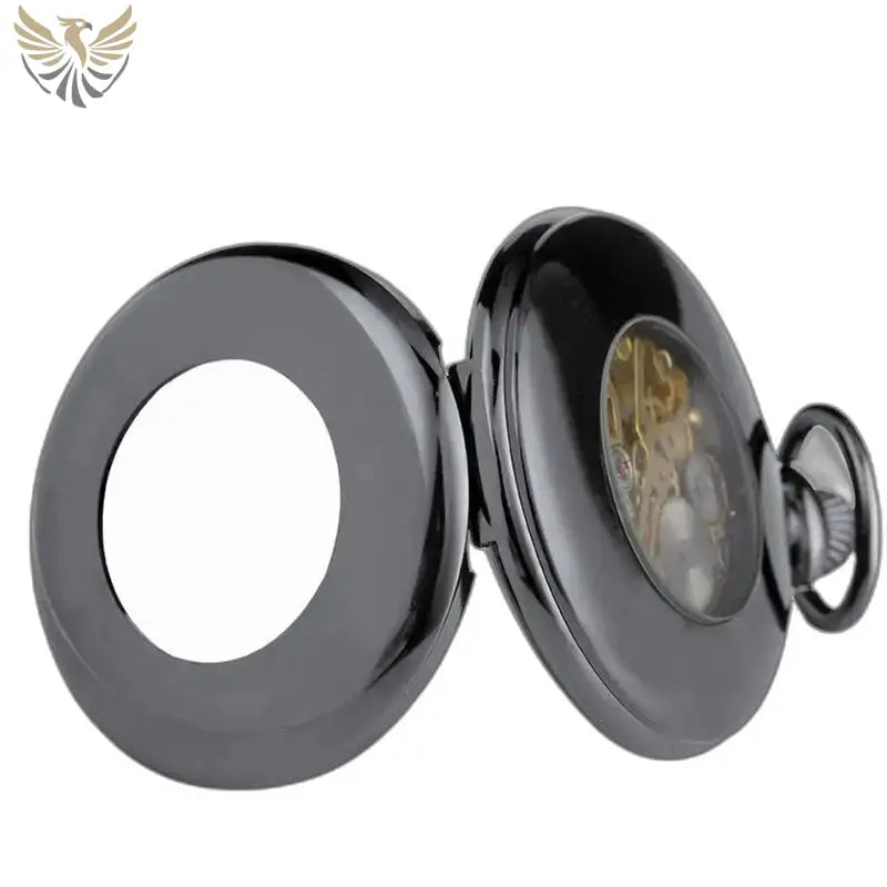 Montre Gousset Homme Demi Chasseur Chic avec couvercle noir ouvert