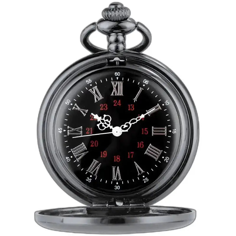 Montre Gousset Homme Demi Chasseur Chic avec cadran noir et chiffres romains élégants