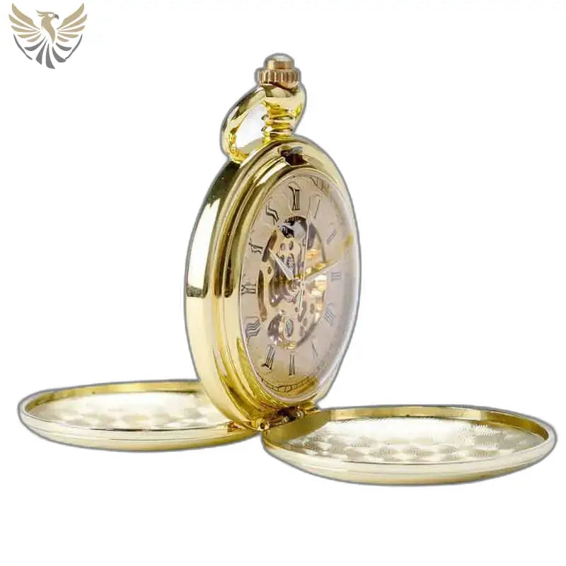 Montre Gousset Mécanique Chic Homme, montre gousset dorée ouverte élégante