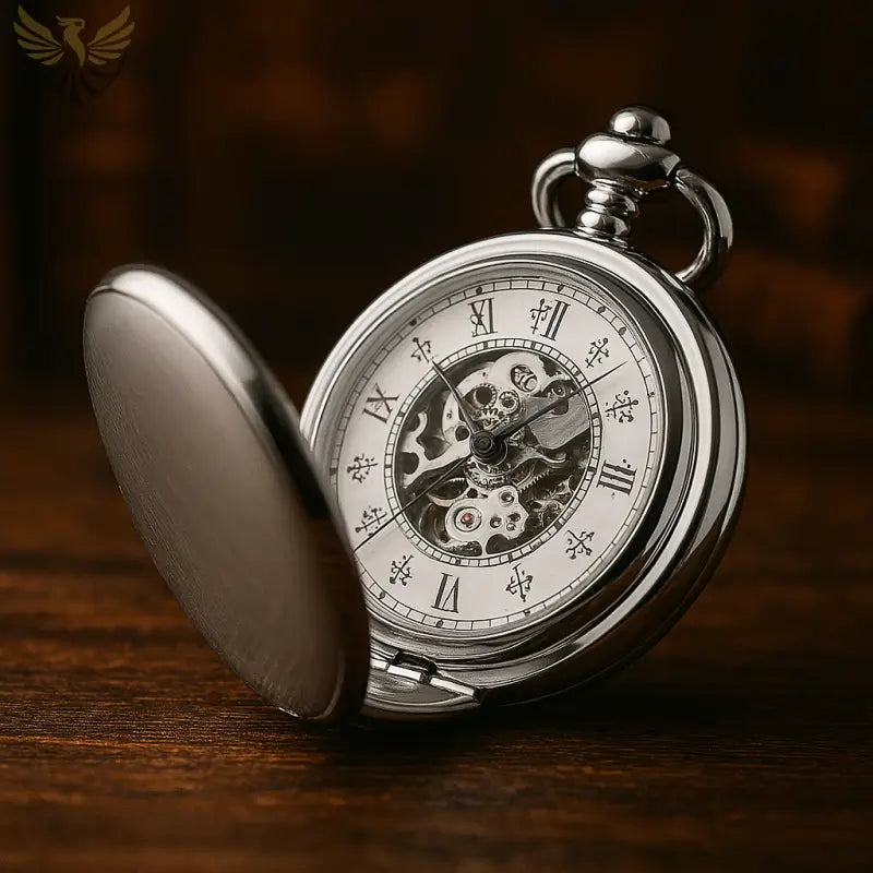 Montre Gousset Mécanique Lisse Mirror Luxe Argent, skeleton pocket watch en argent