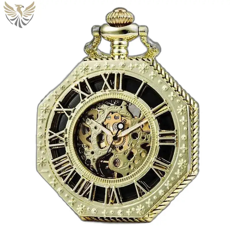 Montre Gousset Mécanique Octogonale Dorée avec un design en or élégant