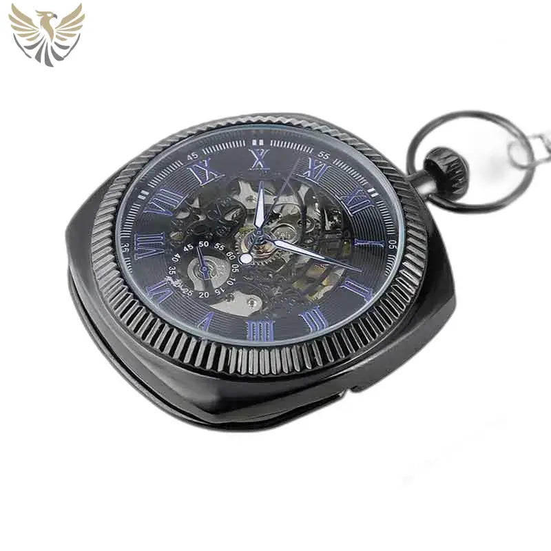 Montre Gousset Moderne élégante avec un mécanisme squelette noir pour homme