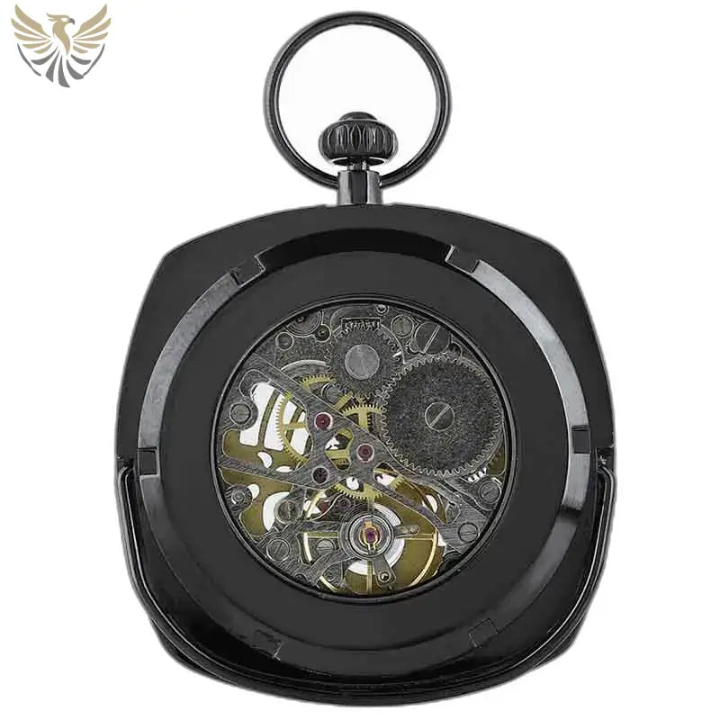Montre Gousset Moderne pour Homme élégante avec un mécanisme squelette noir