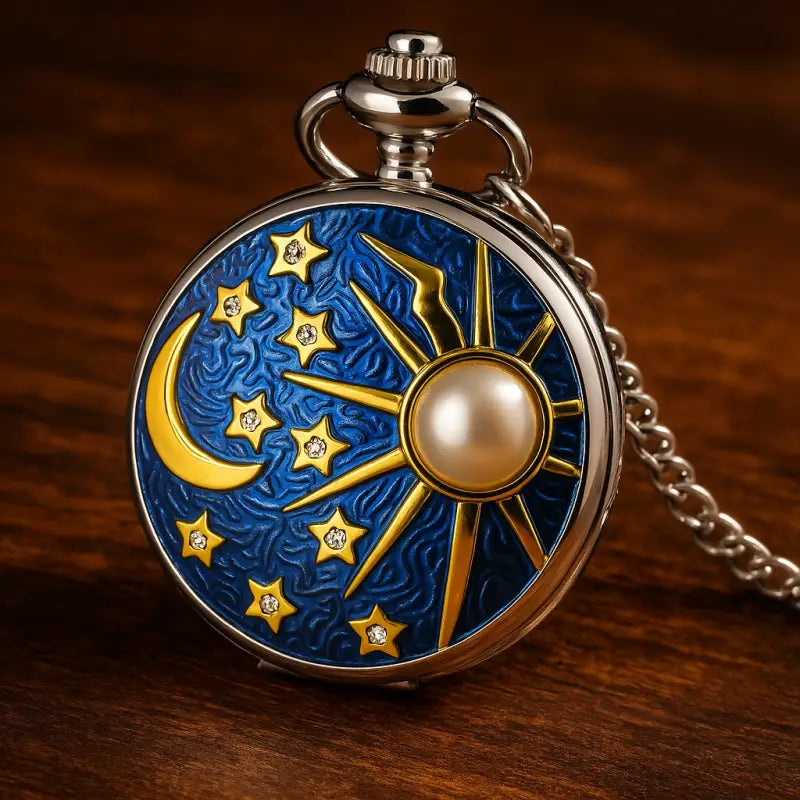 Montre Gousset Pendentif Classique Hommes Femmes avec un design céleste orné