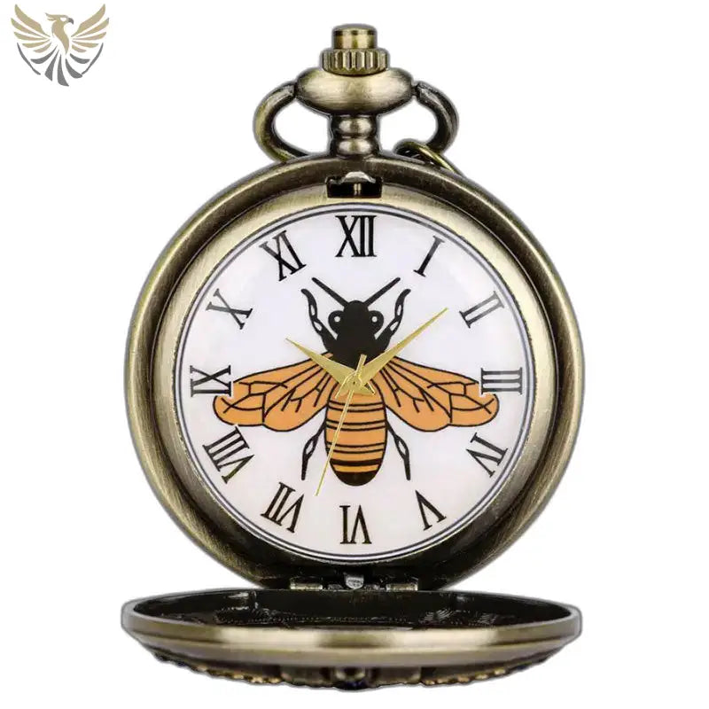 Montre Gousset Quartz Papillon avec design antique de montre à gousset et abeille