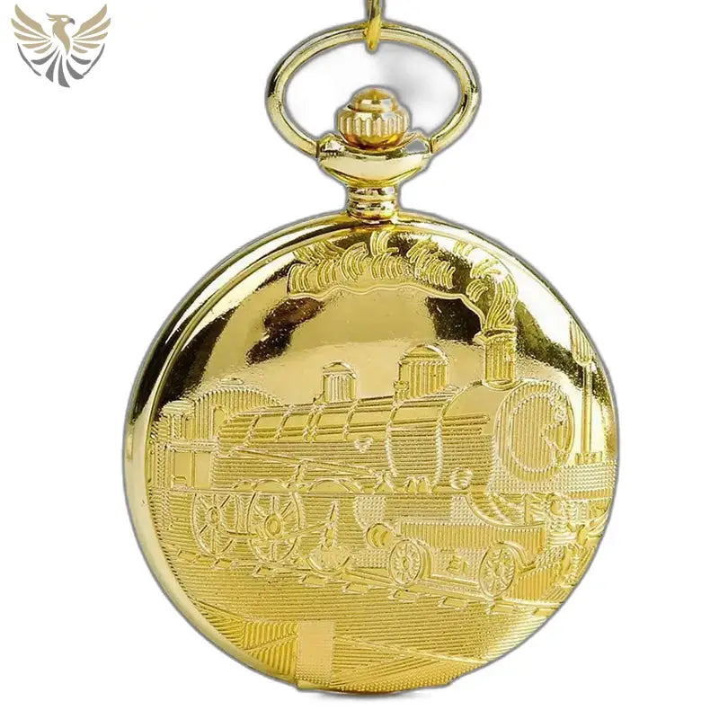 Montre Gousset Regulateur Luxe Full Hunter avec design de train en doré