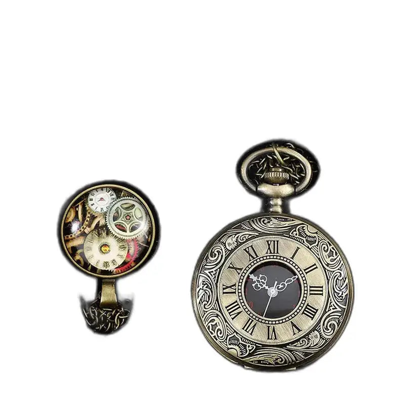 Montre Gousset Rétro Classique Couleur Or Noir avec style steampunk élégant