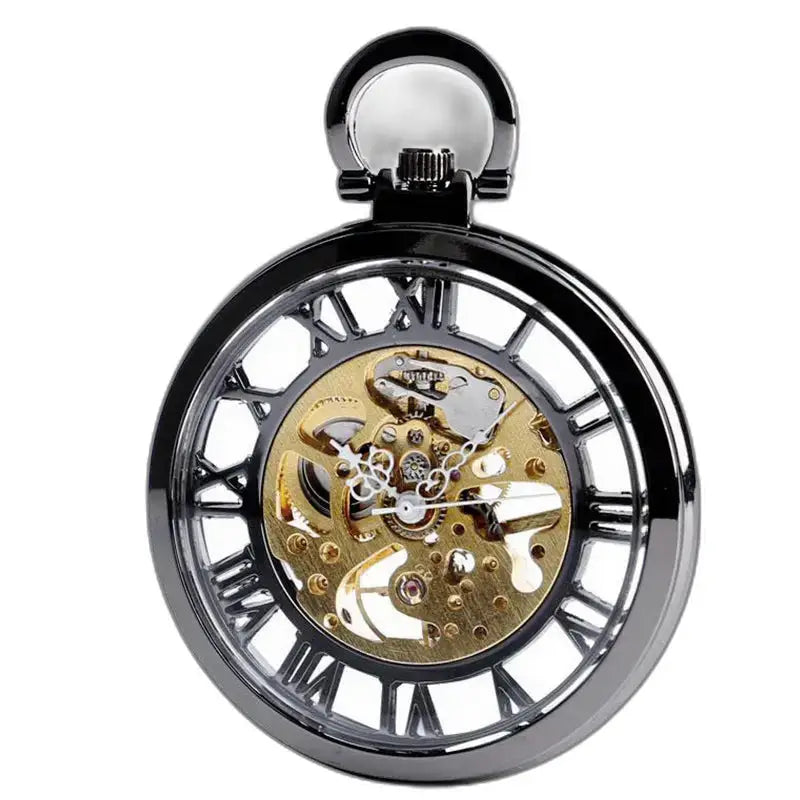 Montre Gousset Skeleton Moderne Argent pour Homme et Femme avec mécanisme visible
