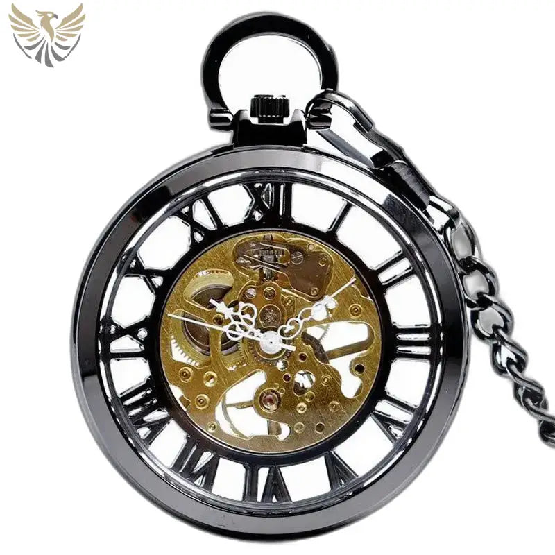 Montre Gousset Skeleton Moderne Argent Homme Femme avec chaîne et design élégant