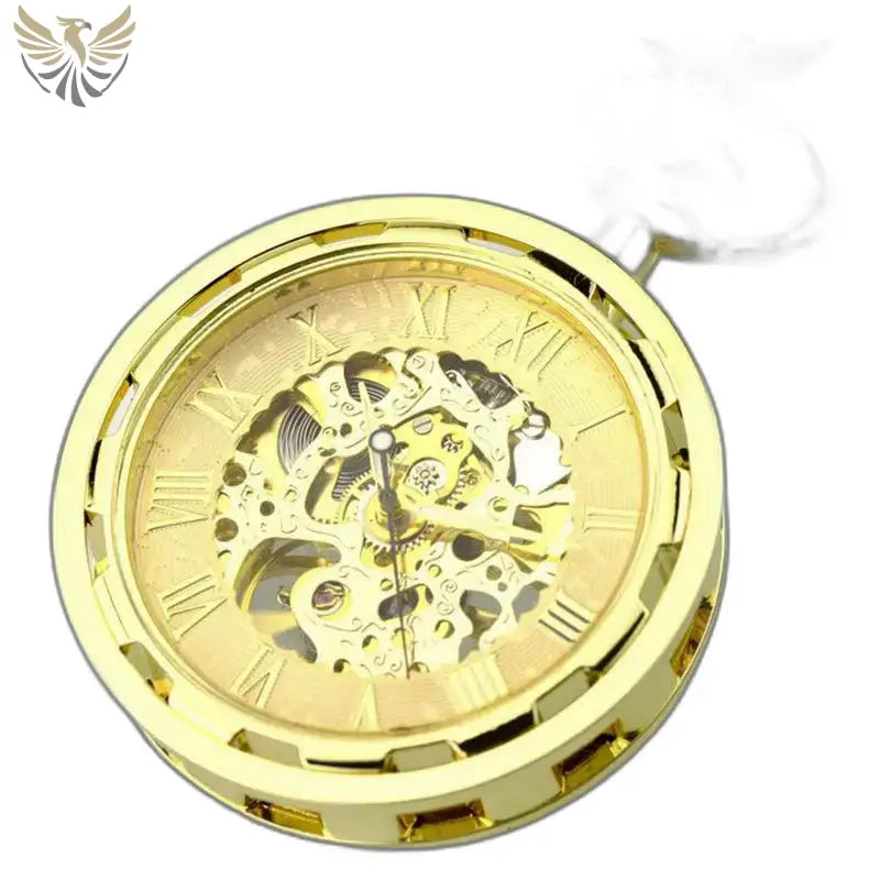 Montre gousset squelette luxe homme femme avec boîtier en or tonné