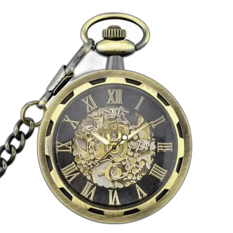 Montre Gousset Squelette Luxe Homme Femme avec mécanisme visible et design antique