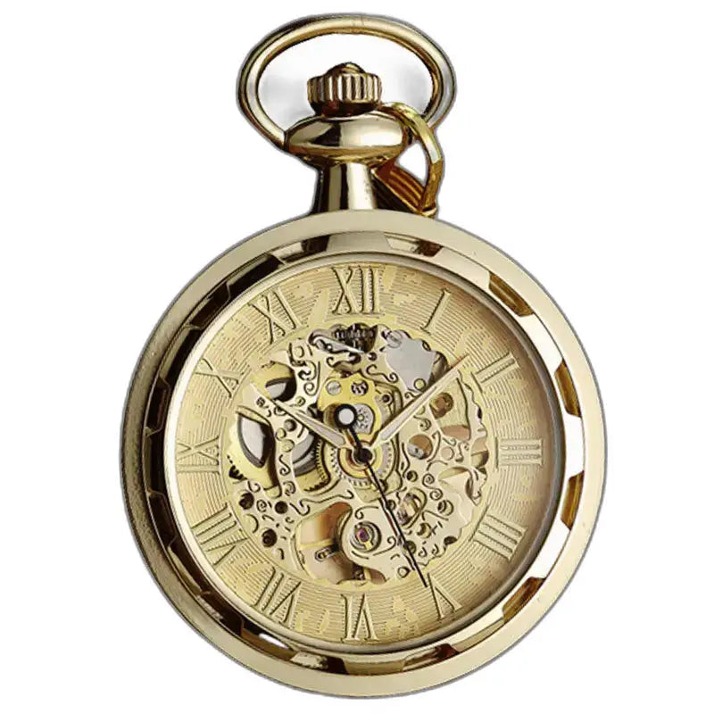 Montre Gousset Squelette Luxe Homme Femme avec montre gousset mécanique dorée