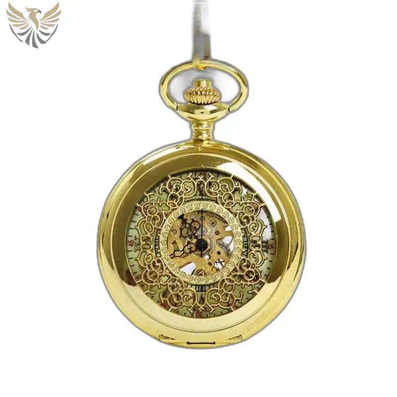 Montre Gousset Steampunk avec Mécanisme Visible, pépite d’or élégante et ornée