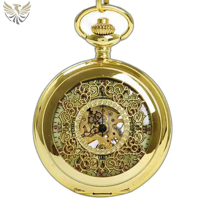 Montre gousset steampunk en or, mécanique visible, véritable pépite d’or