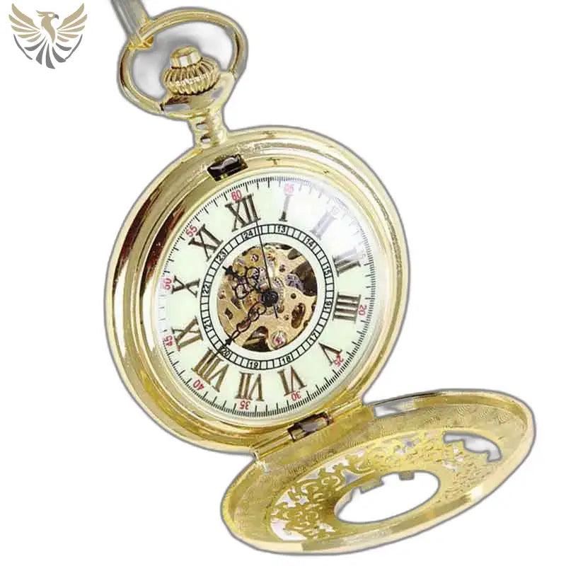 Montre Gousset Steampunk avec Mécanisme Visible en or, une véritable pépite d’or