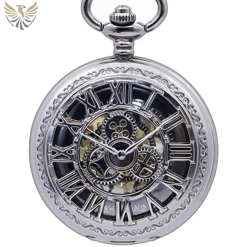 Montre Gousset Steampunk avec Rouages Dentés, montre gousset en argent élégante