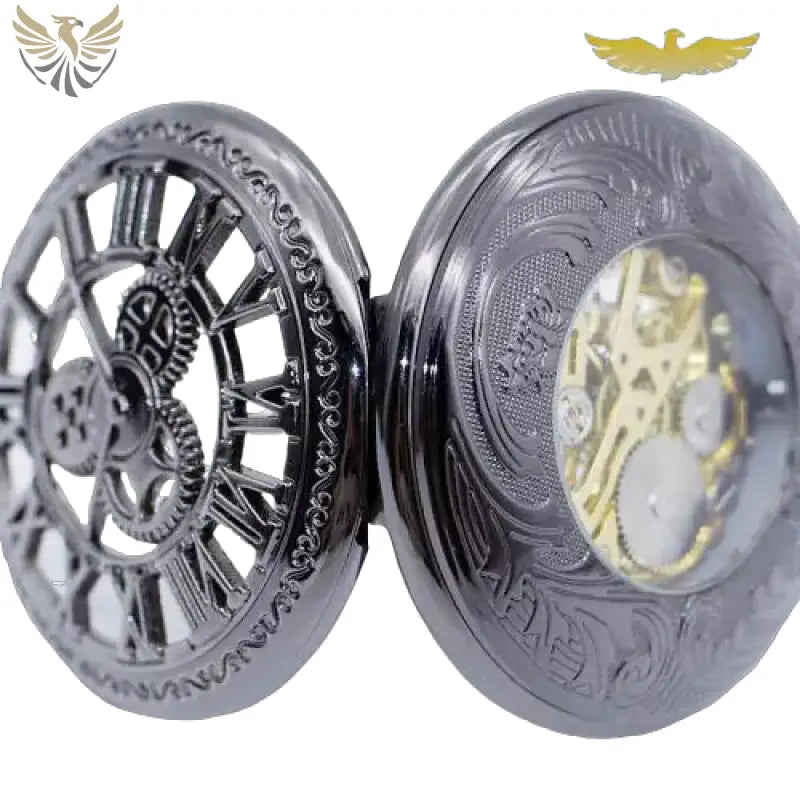 Montre Gousset Steampunk avec Rouages Dentés, montre gousset mécanique ouverte et ornée